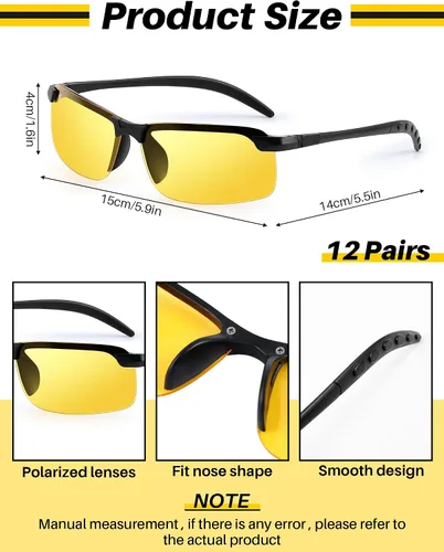 Vista 2 de Kanayu 12 lentes de conducción nocturna a granel, antideslumbrantes, lentes polarizados para conducción nocturna, gafas de visión nocturna, gafas
