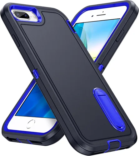 Vista 15 de IDweel Funda para iPhone 8 Plus/7 Plus/6S Plus/6 Plus con soporte, protección resistente, a prueba de golpes, arañazos, ajuste delgado, negro