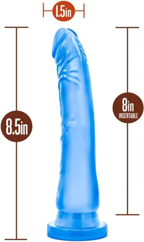 Vista 3 de Blush B Yours Sweet n Hard 6 - Consolador realista de 8.5 pulgadas de grosor con fuerte ventosa y compatibilidad de arnés, pene suave para juego Azul