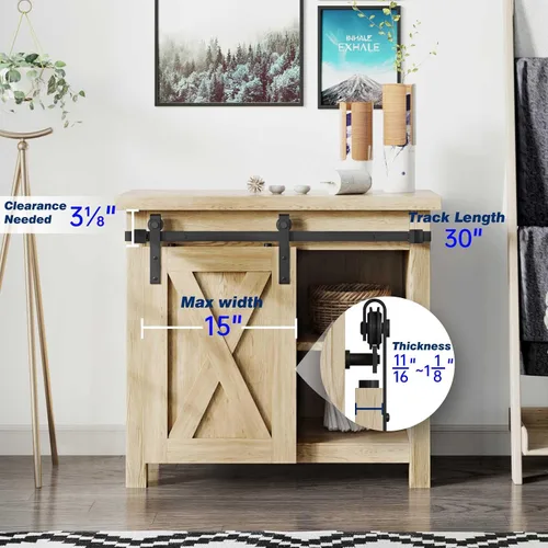 Vista 6 de EaseLife - Kit de riel para puerta corrediza de granero mini con montaje superior de 2.5 pies, fácil de instalar, se desliza suavemente