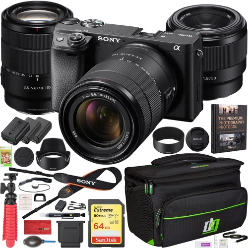 Vista 17 de Sony a6400 - Paquete de cámara sin espejo con lente de 16-50 mm, tarjeta de memoria de 64 GB, suite de edición de fotos y videos, bolsa para cámara