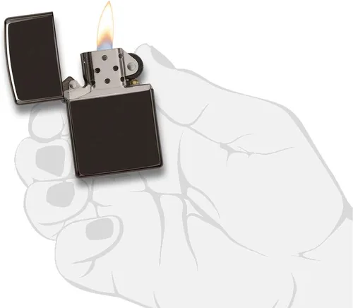Vista 4 de Zippo - Encendedor de bolsillo clásico negro de alto pulido