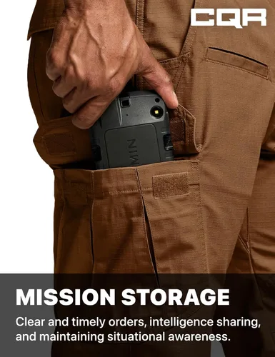 Vista 6 de CQR Pantalones tácticos para hombre, resistentes al agua, pantalones cargo Ripstop, ligeros EDC trabajo, senderismo, ropa para exteriores