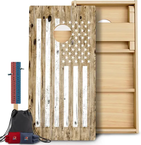 Vista 21 de CornholeGamesUSA Pro - Juego de tablas de Cornhole Fabricado en Estados Unidos Abedul báltico 3/4 Sin rebote Patas triples gruesas Dos 1