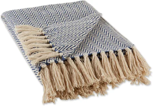 Vista 21 de DII Colección de Mantas Chevron de Algodón Tejido en Telar, 50x60 pulgadas, Rojo Granero