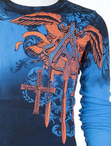 Vista 6 de Archaic by Affliction - Camisa térmica de manga larga para hombre, Azul