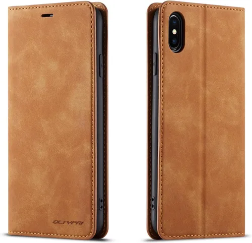 Vista 22 de QLTYPRI Funda tipo cartera para iPhone XR, 3 tarjeteros, color azul