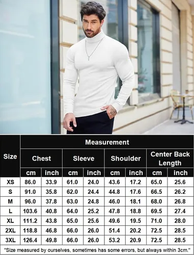 Vista 6 de COOFANDY Suéter de cuello alto ajustado para hombre, casual, básico, de manga larga, suéter de punto