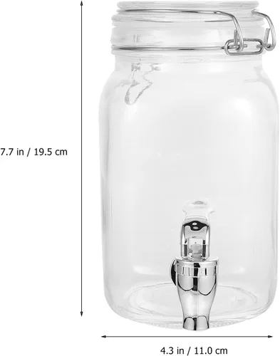 Vista 3 de Hemoton Dispensador de vidrio Frasco dispensador de bebidas Tarro de vidrio con grifo de fiesta de jugo de bebida con grifo grifo