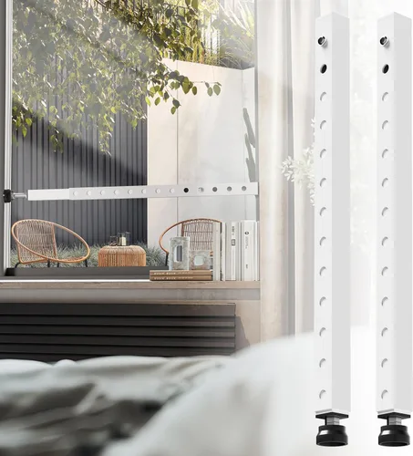 Vista 8 de WooFog Barras verticales de seguridad ajustables para ventana, barra de bloqueo de puerta de vidrio deslizante resistente con patas de goma, tapón