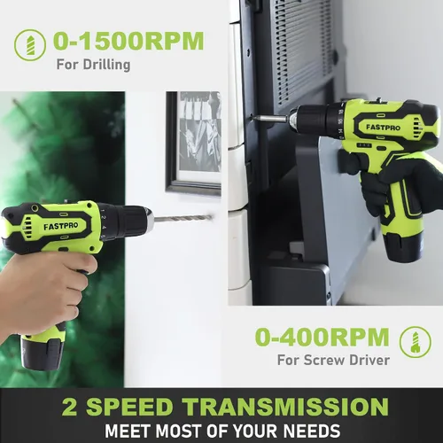 Vista 5 de FASTPRO Juego de 175 piezas de taladro inalámbrico de 12 V, taladro con controlador y kit de herramientas para el hogar, herramienta de reparación