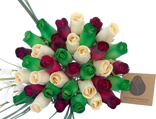 Vista 11 de Ramos originales de rosas de madera en 1, 2, o 3 docenas, Madera de abedul, Christmas, 1 Docena