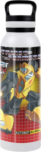 Vista 22 de Transformers OFFICIAL Bumblebee Black - Botella de agua aislada de 24 onzas, resistente a fugas, de acero inoxidable aislado al vacío con tapa