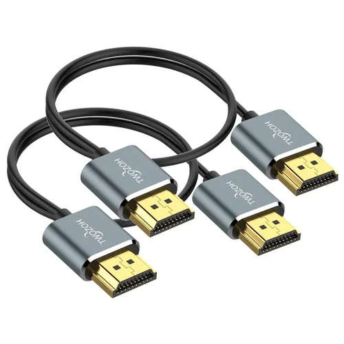 Vista 10 de Twozoh Cable HDMI a HDMI ultrafino de 1 pie, cable HDMI 2.0 hiperdelgado, cable HDMI extremadamente flexible compatible con 3D/4K @60Hz, 2160P, 1080P