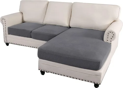 Vista 54 de ADPON Fundas de sofá modular, funda de cojín para sofá o sillón en forma de L, funda separada para sofá seccional izquierdo o derecho (1 diván, gris)