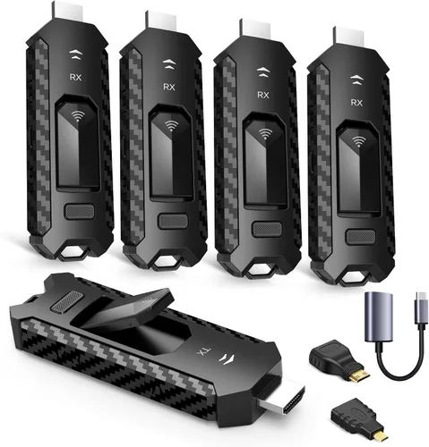 Vista 10 de Transmisor y receptor HDMI PRO- inalámbrico, kit extensor portátil para múltiples televisores, plug and play, control de calor, 5.8G/2.4G @60Hz 165