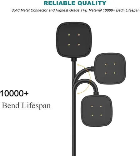 Vista 3 de Para Versa 4 Charger Versa 3 Cable de carga de pared compatible con Fitbit Versa 4/Versa 3 / Sense 2/Sense Smart Watch Cable de carga