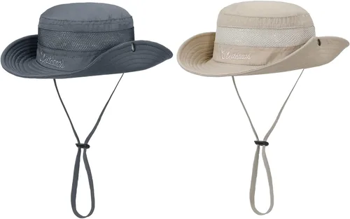 Vista 7 de Sombrero de sol para niños con protección solar UPF 50+, sombrero de pescador para niños y niñas, ala ancha, verano, playa, pesca, safari, sombrero