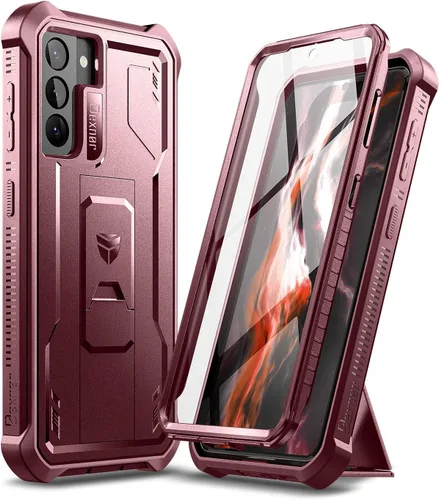 Vista 12 de Dexnor Funda para Samsung Galaxy S21+ Plus, [Protector de pantalla y soporte integrados] Protección de grado militar pesado a prueba de golpes