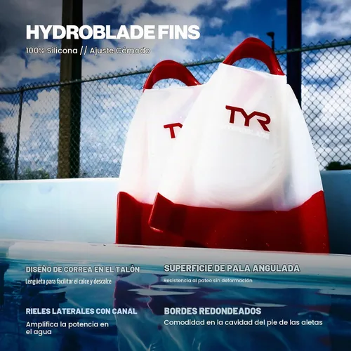 Vista 4 de TYR Hydroblade Fins - Short Blade Silicone Adult Training Swim Flippers 100% Premium Silicone Angled Blade Surface & Side Rails Natural