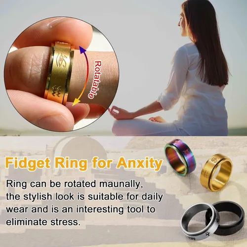 Vista 5 de U7 Rhinestone Eye of Horus Ring, Ankh Cross Rng, Stainless SteelBlack18K Gold Plated Egypt Rings, Protection Rings for Men Women Size 7-14