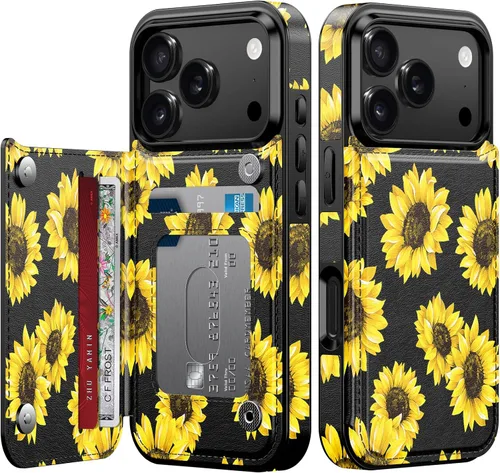 Vista 285 de LETO para iPhone 15 Pro Funda tipo cartera - Tapa tipo folio con patada - Diseños de moda - Tarjetero - Funda protectora para mujeres y niñas - 6.1
