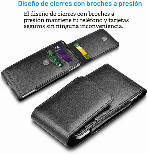 Vista 4 de Funda de cuero para iPhone 17 Pro, Samsung, Motorola, Xiaomi, funda de protección Huawei, funda de protección para teléfono con hebilla de cinturón