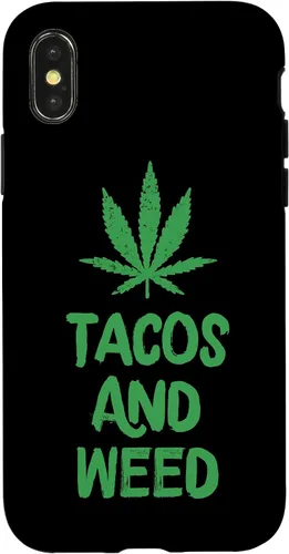 Vista 5 de Carcasa divertida para iPhone 16 Tacos y marihuana de marihuana envejecida