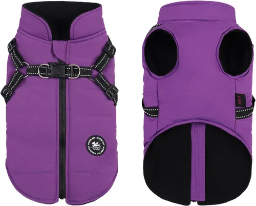 Vista 7 de Norbi - Chaqueta cálida para mascotas, arnés de chaleco para perros pequeños, abrigo de invierno 2 en 1 para cachorros, abrigo para clima frío XS