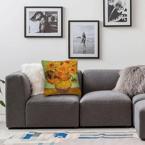 Vista 6 de Fundas de almohada de Van Gogh con diseño de girasoles en jarrón de 18 x 18 pulgadas, funda de almohada para sofá, cama, decoración del hogar