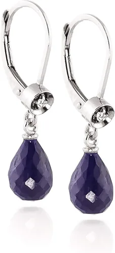 Vista 2 de Galaxy Gold GG Aretes de oro macizo de 14k con diamantes y zafiros