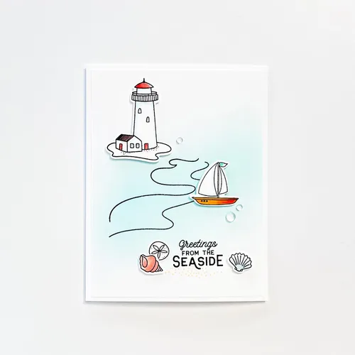 Vista 4 de Ellen Hutson, Essentials by Ellen, Seaside Stamp & Die Set Combo, Estampación, Papelería, Tarjetas, Scrapbooking, Bricolaje, Náutico, Verano, Playa