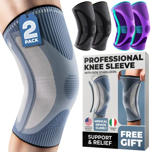 Vista 13 de DR. BRACE ELITE - Rodillera con Estabilizador de Talla (Paquete de 2) Rodillera para Mujeres y Hombres, Entrenamiento, Deportes, Manga de Compresión
