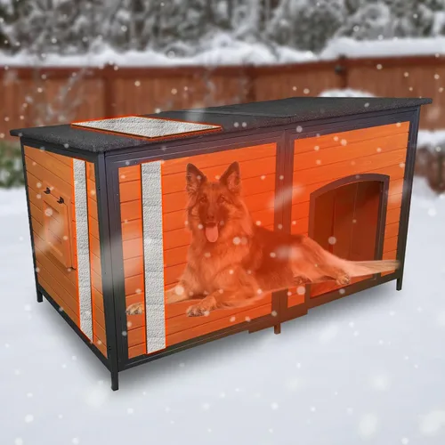 Vista 7 de FunXplore Casa para perros al aire libre, resistente a la intemperie, 34.3 pulgadas de largo, a prueba de masticación, para perros pequeños