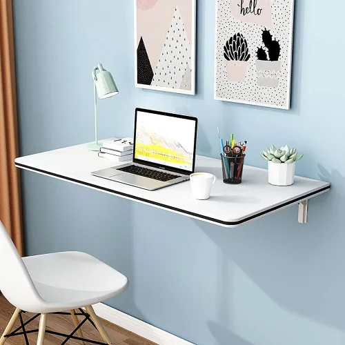 Vista 8 de Mesas plegables, banco de trabajo plegable para montar en la pared, mesa de madera montada en la pared, soporte resistente, mesa de pared estable