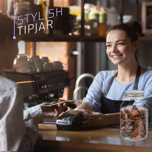 Vista 5 de Tarro grande con punta de banco de monedas con tapa plateada ranurada con capacidad para más de $300 en monedas, utilizado para hucha y sorteo