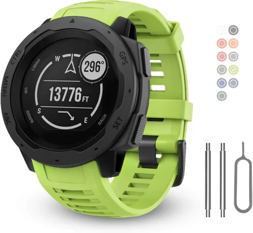 Vista 16 de Correas de Repuesto para Relojes Garmin Instinct, Correa de Silicona Suave Compatible con Garmin Instinct 2/Solar/Tactical Verde militar