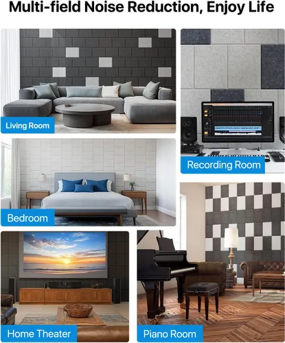 Vista 3 de Soundsbay Paneles Insonorizantes para Paredes, 16" X 12" Paneles de Pared Insonorizantes Autoadhesivos, Paquete de 12 Paneles de Espuma