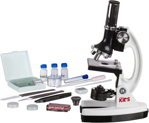 Vista 6 de AmScope-Kids M30-ABS-KT2-W Kit de microscopio con brazo de metal y base, 6 aumentos desde 20x a 1200x, incluye 52 piezas de accesorios y estuche