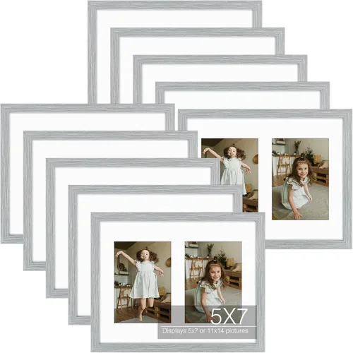 Vista 15 de Golden State Art, Marco de collage de madera para fotos de color negro de 11 x 14 pulgadas con vidrio templado y paspartú blanco (2) fotos de 5 x 7