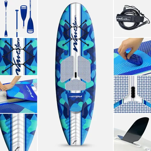 Vista 6 de WAVESTORM SUP Kayak híbrido de 9 pies y 6 pies con parte superior suave de espuma para adultos y niños de todos los niveles de kayak de remo, azul
