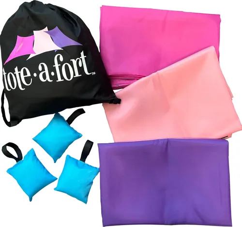 Vista 7 de Tote a Fort - Kit de construcción de fortaleza de manta de camuflaje para niños, juguete de 4 mantas TOTEAFORT, haz una casa de juegos portátil