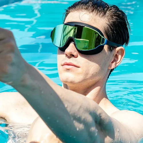 Vista 4 de Gafas de natación, gran angular antivaho y a prueba de fugas UV, gafas de natación de moda para hombres y mujeres