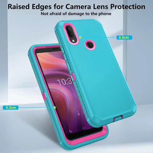 Vista 4 de Asuwish Funda de teléfono para Alcatel 3V 2019, híbrida, resistente, a prueba de golpes, dura, a prueba de caídas, cuerpo completo, resistente