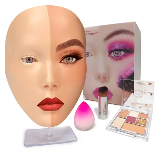 Vista 11 de Cara de práctica de maquillaje de silicona, maniquí 5D para sombra de ojos de pestañas Odorless Soft Silicone, Reusable 5000+ Times, Easy Clean