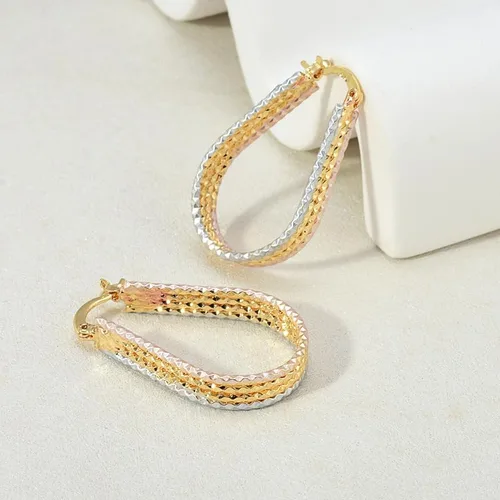 Vista 8 de Aretes de aro de oro de moda para mujer, aretes de aro hipoalergénicos, aretes de oro de moda para mujer, aretes de aro de oro perfectos, idea