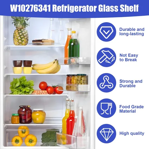 Vista 4 de Estante de vidrio para refrigerador W10276341 Piezas Compatibles con Kenmore, Whirlpool, Reemplazo de estante de vidrio para refrigerador 2309523