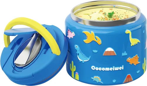 Vista 10 de Termo de 11.8 oz para Alimentos Calientes, Termo para Sopa de Acero Inoxidable, Contenedor de Comida Caliente con Cuchara Plegable, Tapa Abatible