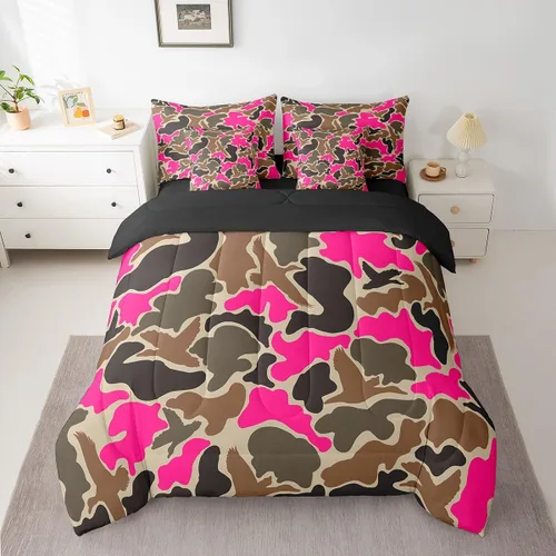 Vista 16 de Feelyou Juego de edredón botancial de camuflaje con bandera estadounidense Negro Marrón Oscuro