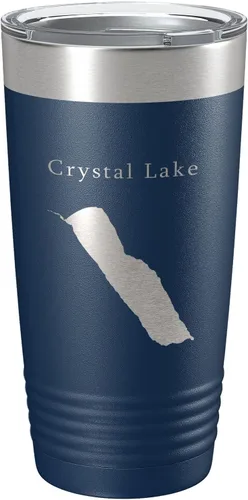 Vista 8 de Crystal Lake Map Tumbler Travel Mug Insulated Laser Engraved Coffee Cup Vermont 20 oz Black
